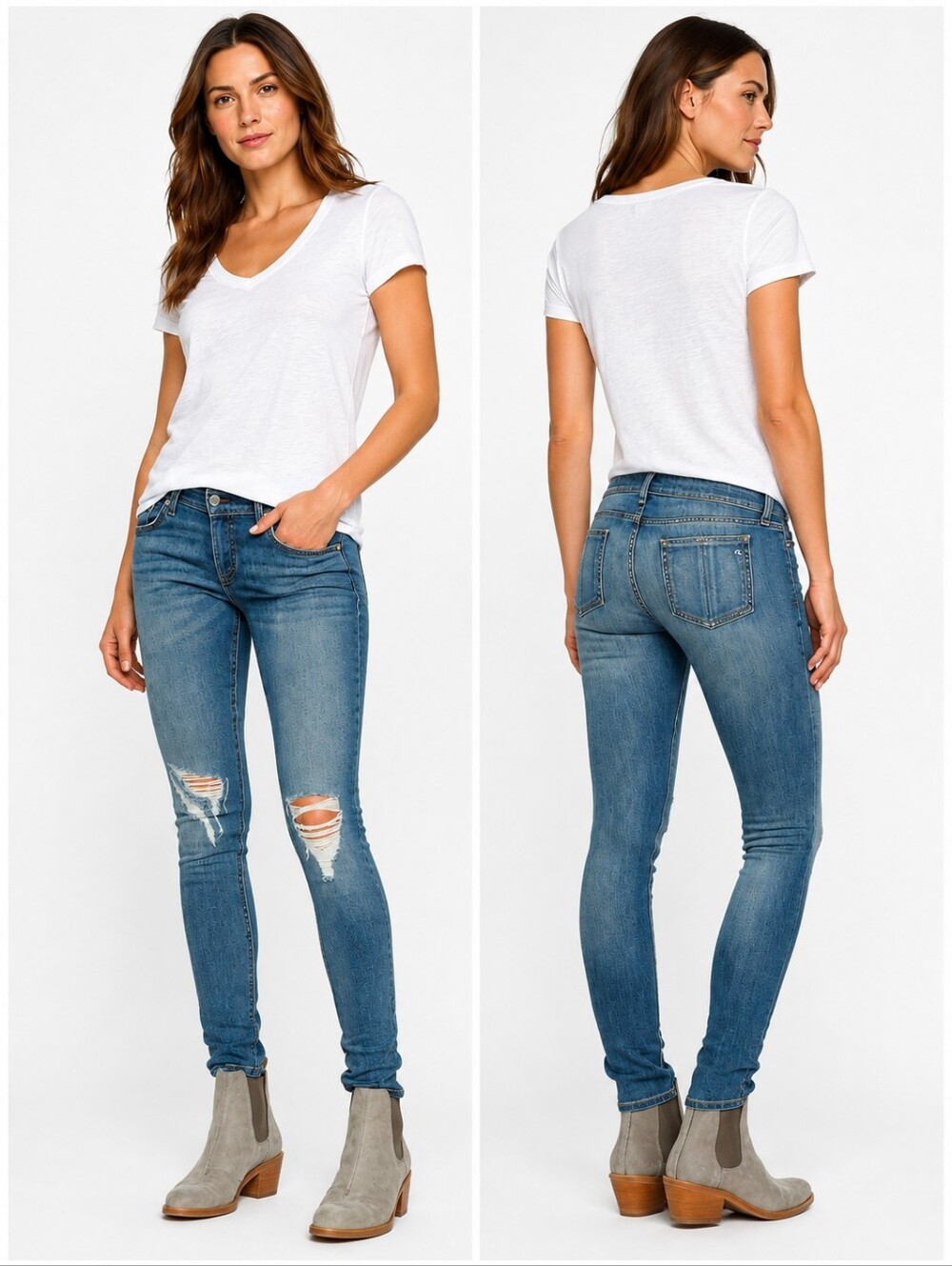 ❤️ RAG & BONE DISTRESSED SKINNY JEANS, 2 (26)